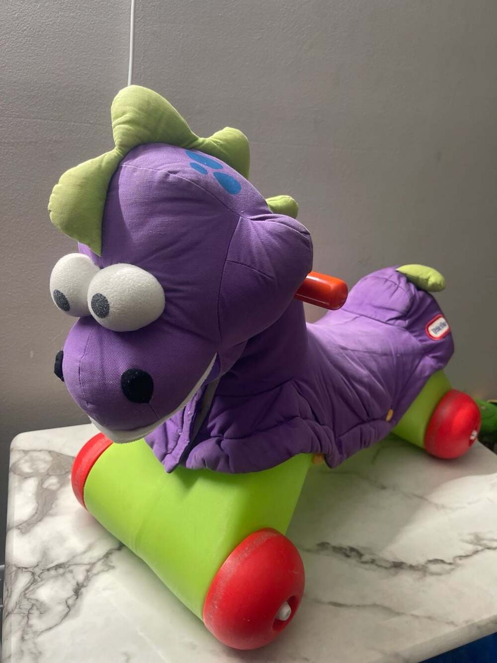 Little Tikes Vintage Purple Dinosaur Roll Along Car Toy Cartoonish Good Shape